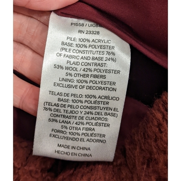 Pendleton Shaggy Fleece Full Zip Jacket Plaid Collar Detail Size Small - Picture 6 of 7